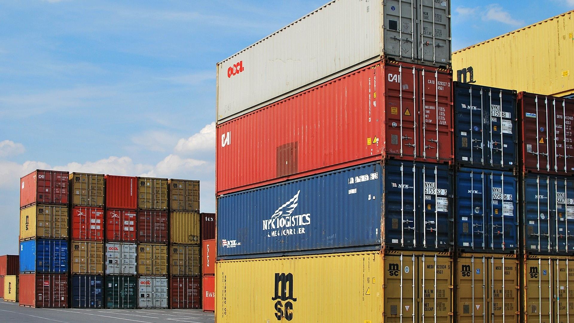 Stack of containers on dock