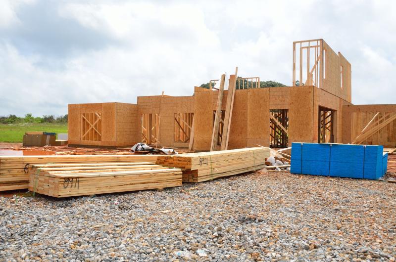 New homes being constructed out of wood