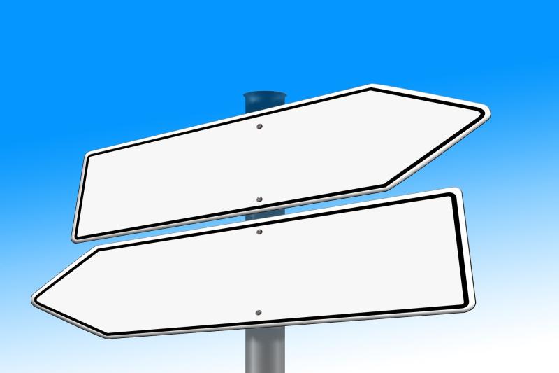 Blank signpost showing two directions