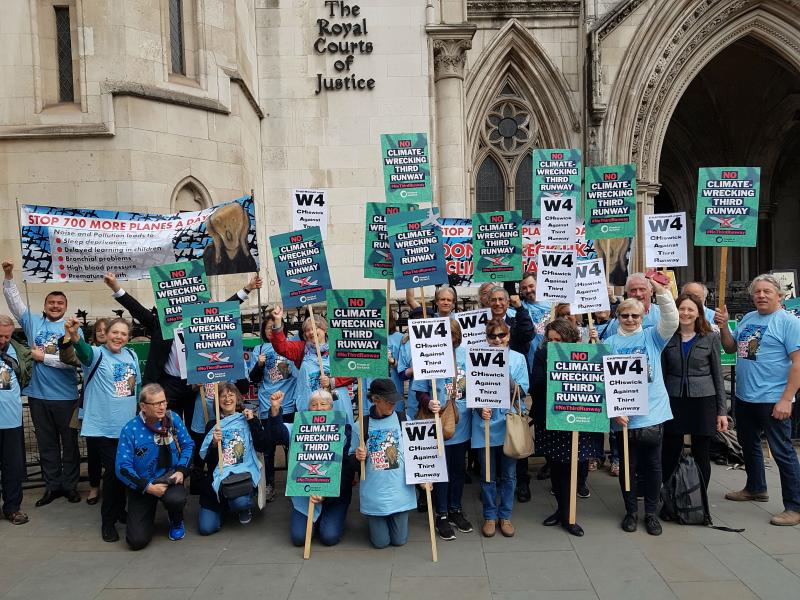 Local residents in demo against Heathrow Third Runway outside High Court