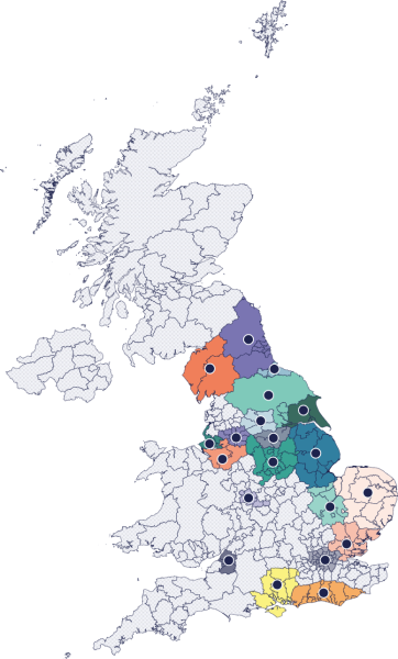 Map showing England's combined authorities