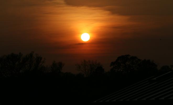 Abstract photo showing sunset and hot sun